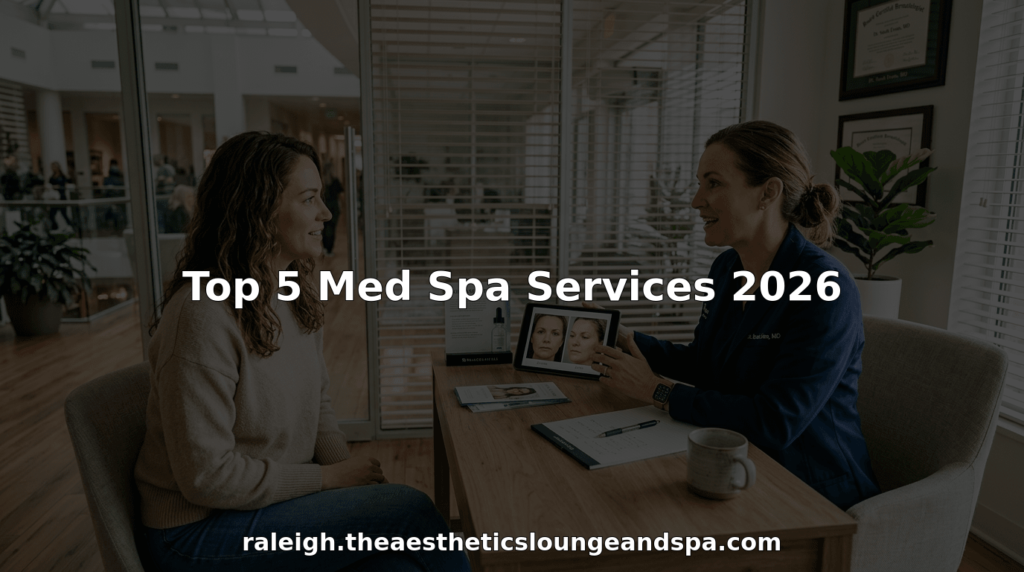 Med spa consultation in glass-walled office