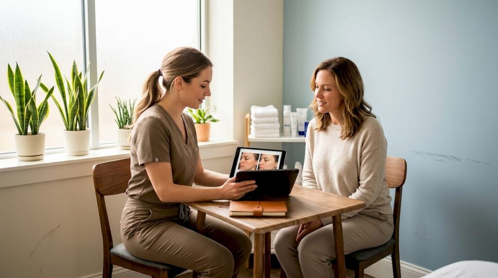 Professional aesthetic consultation in natural clinic setting