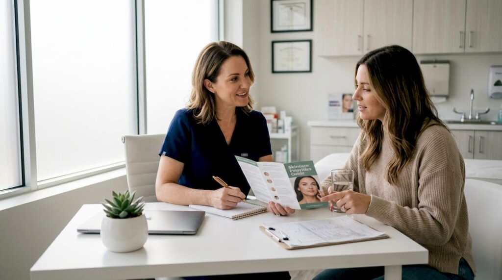 Nurse and patient in beauty consultation